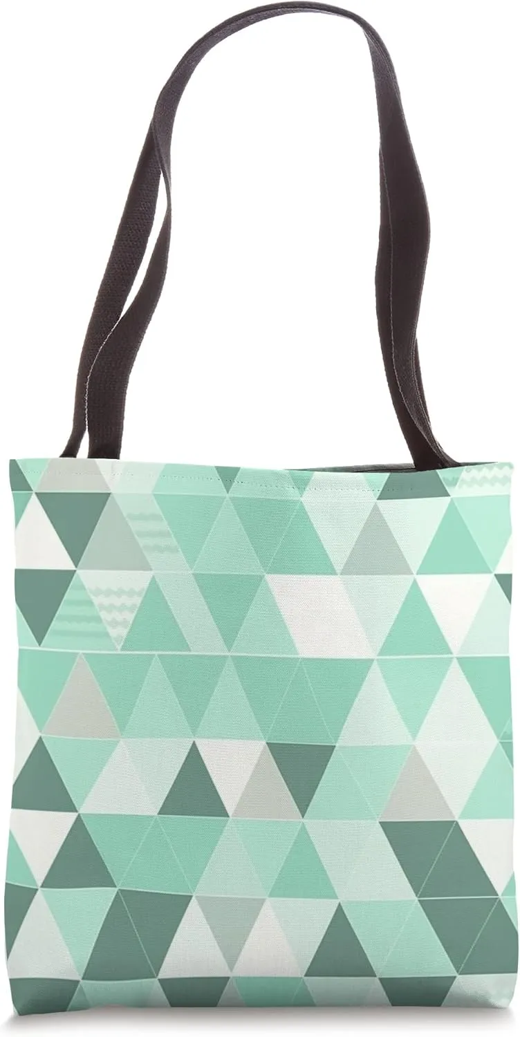 Abstract Geometric Pastel Mint Green Polygon Triangle Tote Bag