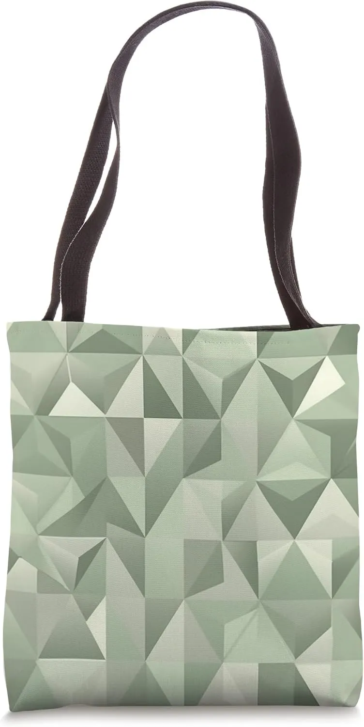 Abstract Geometric Pastel Sage Green Polygon Triangle Tote Bag