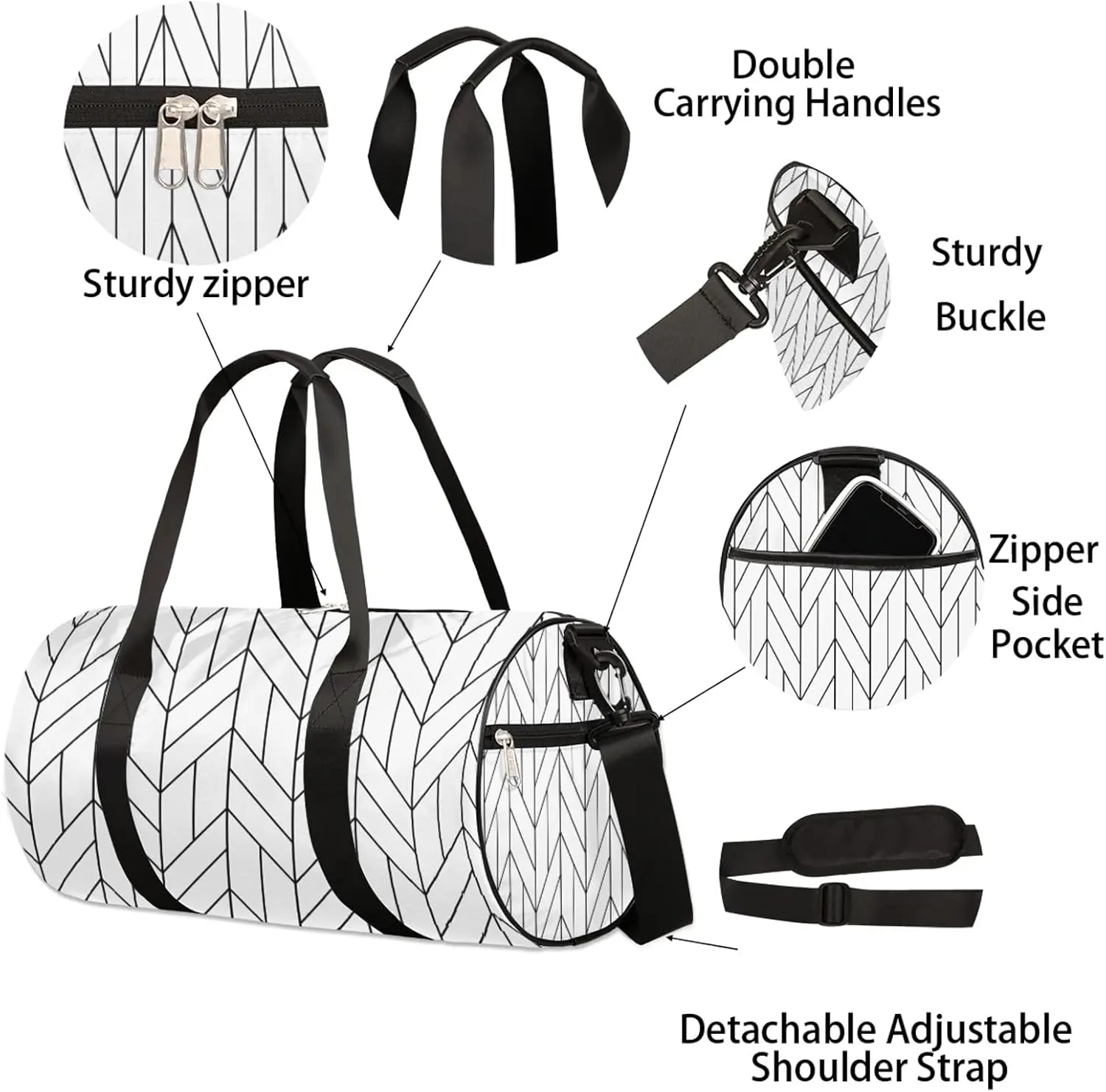 Abstract Geometric Sports Gym Bag for Men Women Lightweight Travel Duffle Bag with Shoulder Strap Waterproof Carry On Weekender Overnight Bag for Travel Sports Gym