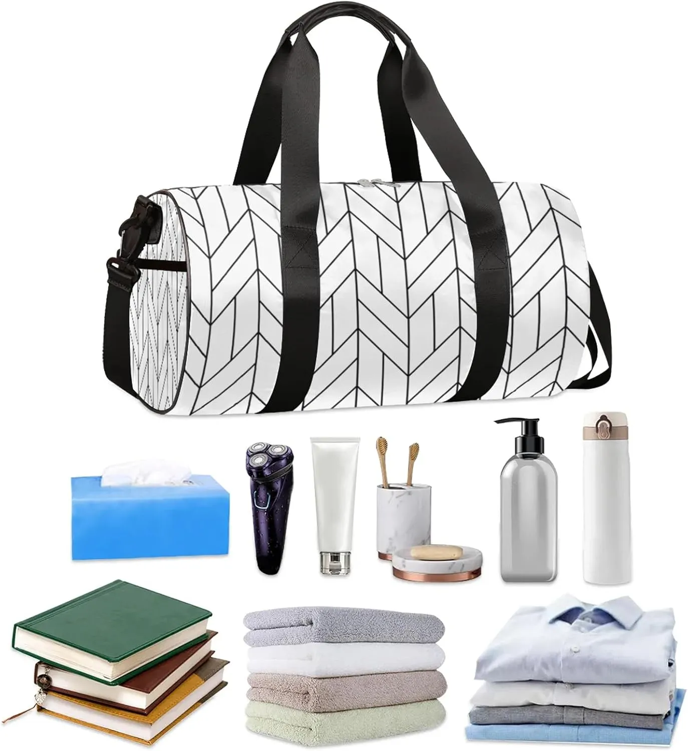 Abstract Geometric Sports Gym Bag for Men Women Lightweight Travel Duffle Bag with Shoulder Strap Waterproof Carry On Weekender Overnight Bag for Travel Sports Gym