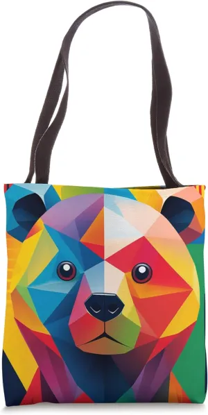 Abstract Graphic Bear Colorful Geometric Animal Art Bear Tote Bag