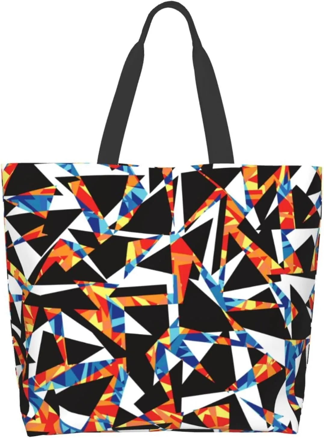 Abstract Polygon Geometric Orange Tote Bag for Women Shoulder Handbag Woman Large Casual Handbag Beach Bag