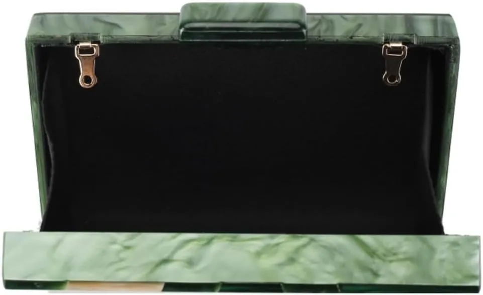 Acrylic Evening Bags Multicolor Geometric Pattern Box Clutch Marble Purse and Handbags Trendy Party Crossbody Bag