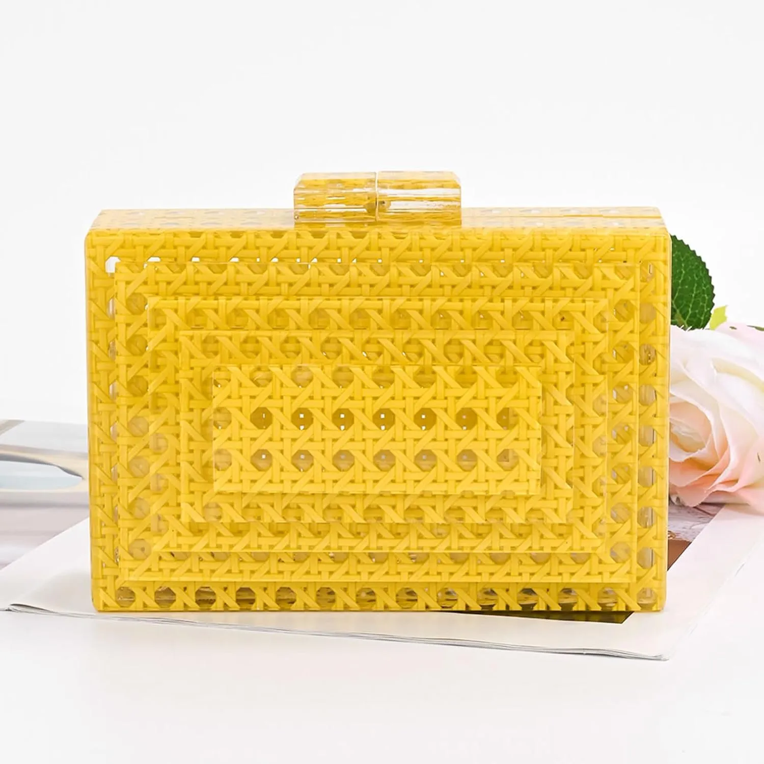 Acrylic Purse Clutch,Wedding Guest Dresses For Women Designer Handbags Multicolor Evening Clutch Box Crossbody Shoulder Bag