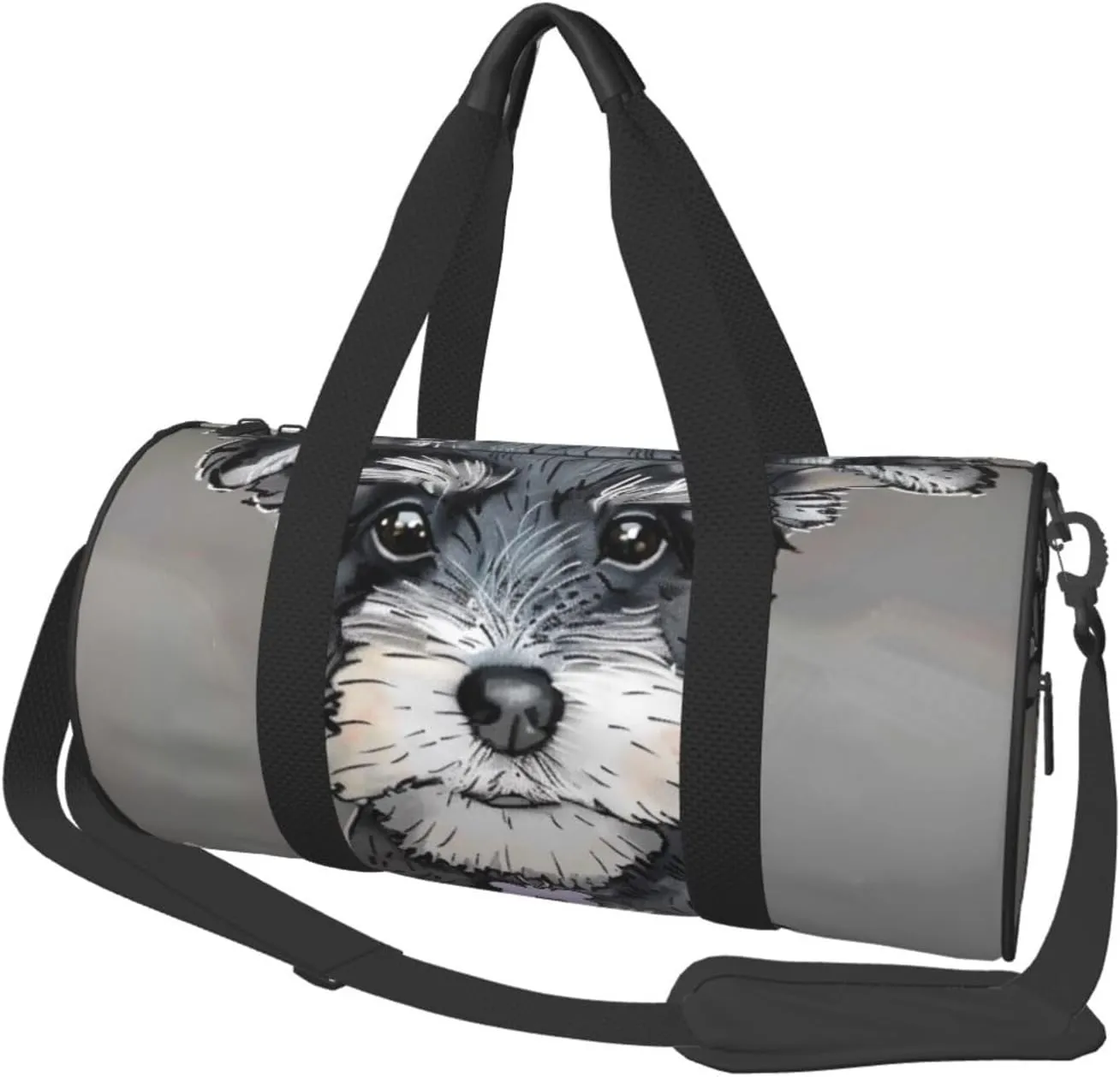 adorable schnauzer Printed Sports Gym Bag for Men Women Foldable Duffel Bag Carry On Weekender Bag for Travel Sports