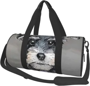 adorable schnauzer Printed Sports Gym Bag for Men Women Foldable Duffel Bag Carry On Weekender Bag for Travel Sports