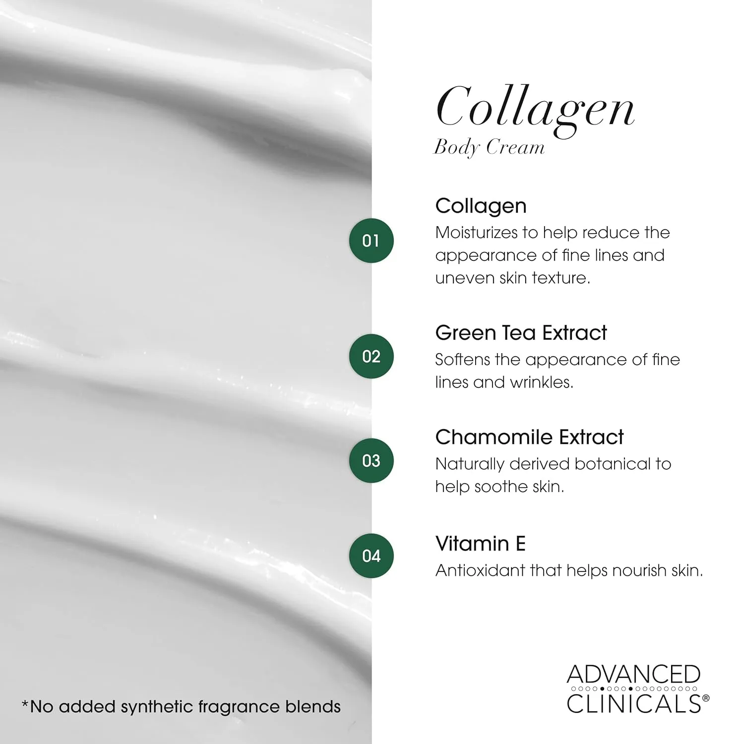 Advanced Clinicals Collagen Cream   Puffy Eye Face Serum 2pc Set | Collagen Body Lotion & Brightening Under Eye Serum | Fragrance Free | Skin Care Products, 2pc Bundle