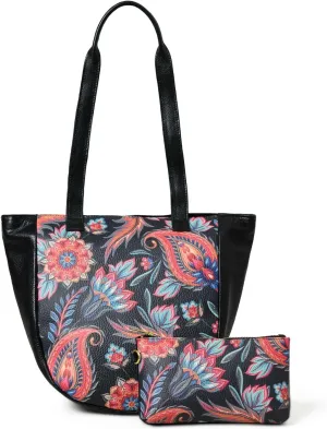 ADYAN Handmade Full Grain Soft Leather Floral Printed Shoulder Tote Bag for Women