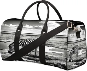 African Zebra Travel Duffel Bag, Foldable Sport Gym Tote Bag, Waterproof Weekender Overnight Bag with Shoulder Strap, Carry On Luggage Handbag for Men and Women（Zebra）