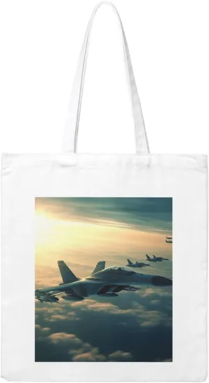 Aircraft Fighter Jets Large Canvas Tote Bag Cute Travel Shoulder Bag Reusable Washable Shopping Grocery Bags For Women Men
