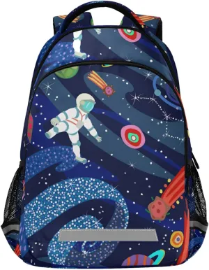 ALAZA Astronaut Rocket Milky Way Planet Stars Space Backpacks for Girls Boys Kids School Book Bags 3rd 4th 5th Grade Laptop Casual Daypack Travel Shoulder Bag with Chest Strap