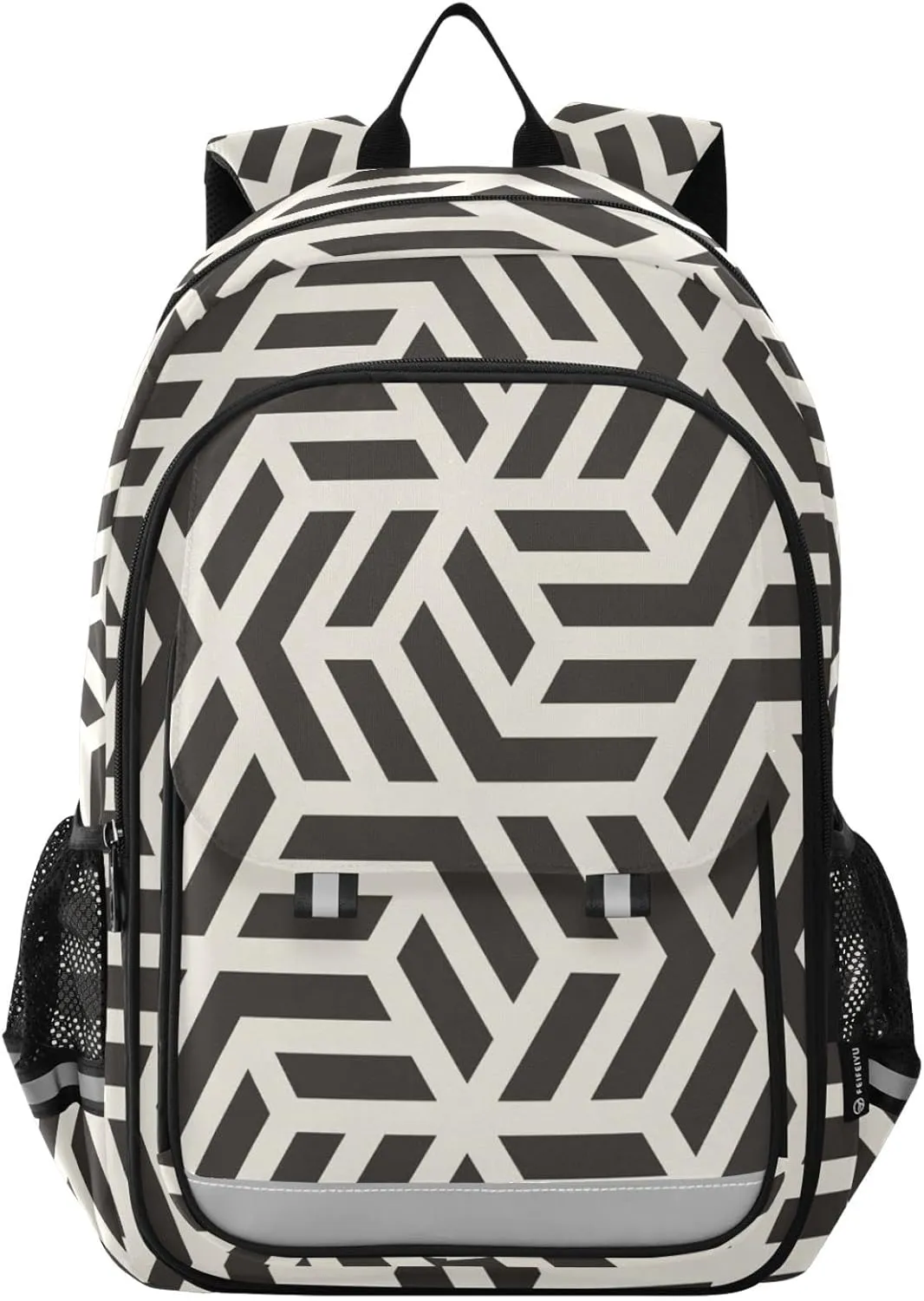 ALAZA Chevron Modern Geometric Striped Casual Daypacks Bookbag Bag