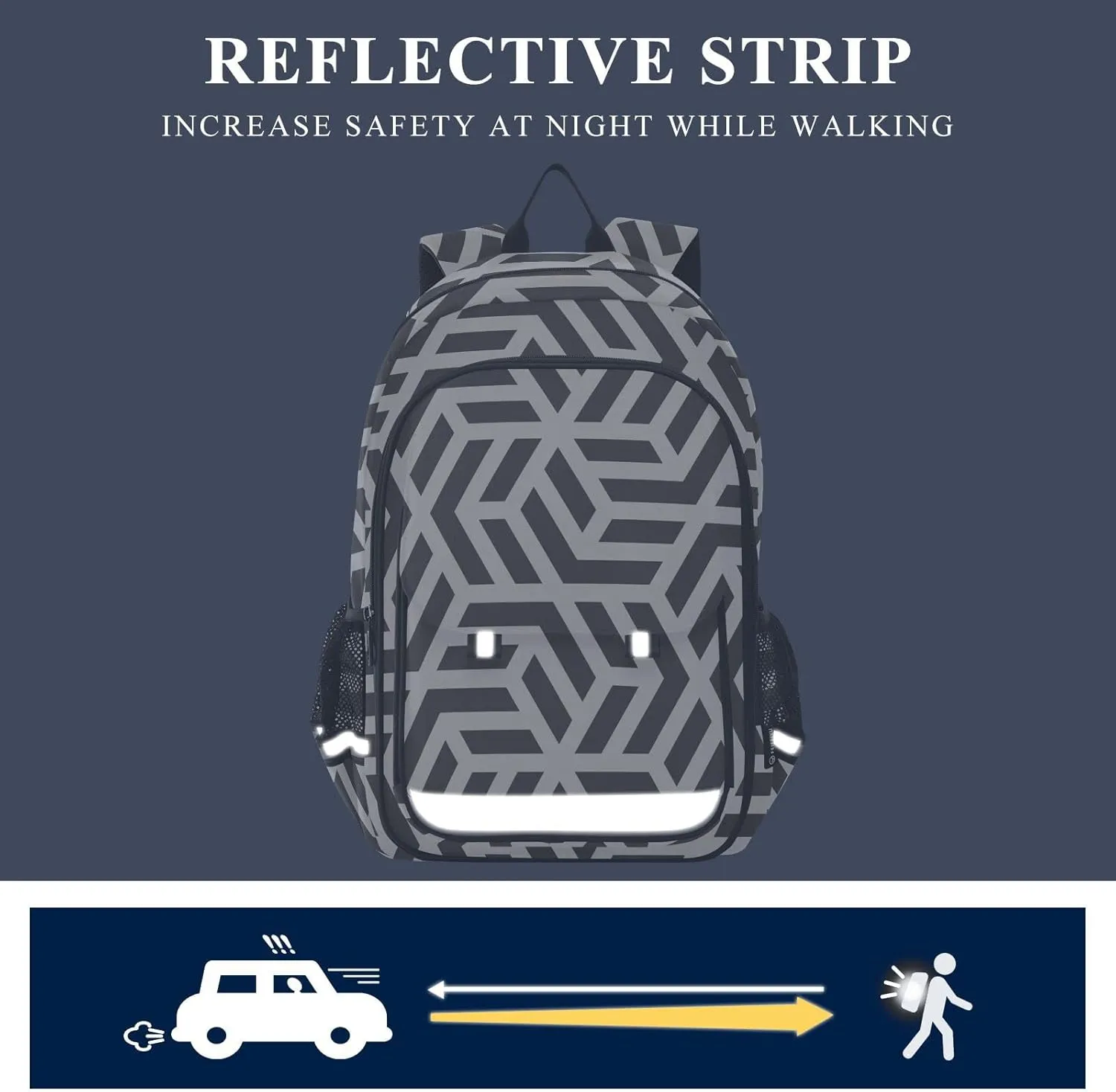 ALAZA Chevron Modern Geometric Striped Casual Daypacks Bookbag Bag