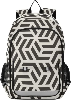 ALAZA Chevron Modern Geometric Striped Casual Daypacks Bookbag Bag