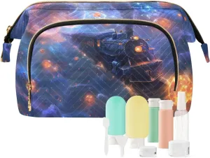 ALAZA Toiletry Bags Travel Bottles Kit Cosmetic Bag Makeup Organizer Train Mystery Tour Toiletries Bags Accessory Pouch for Women Men