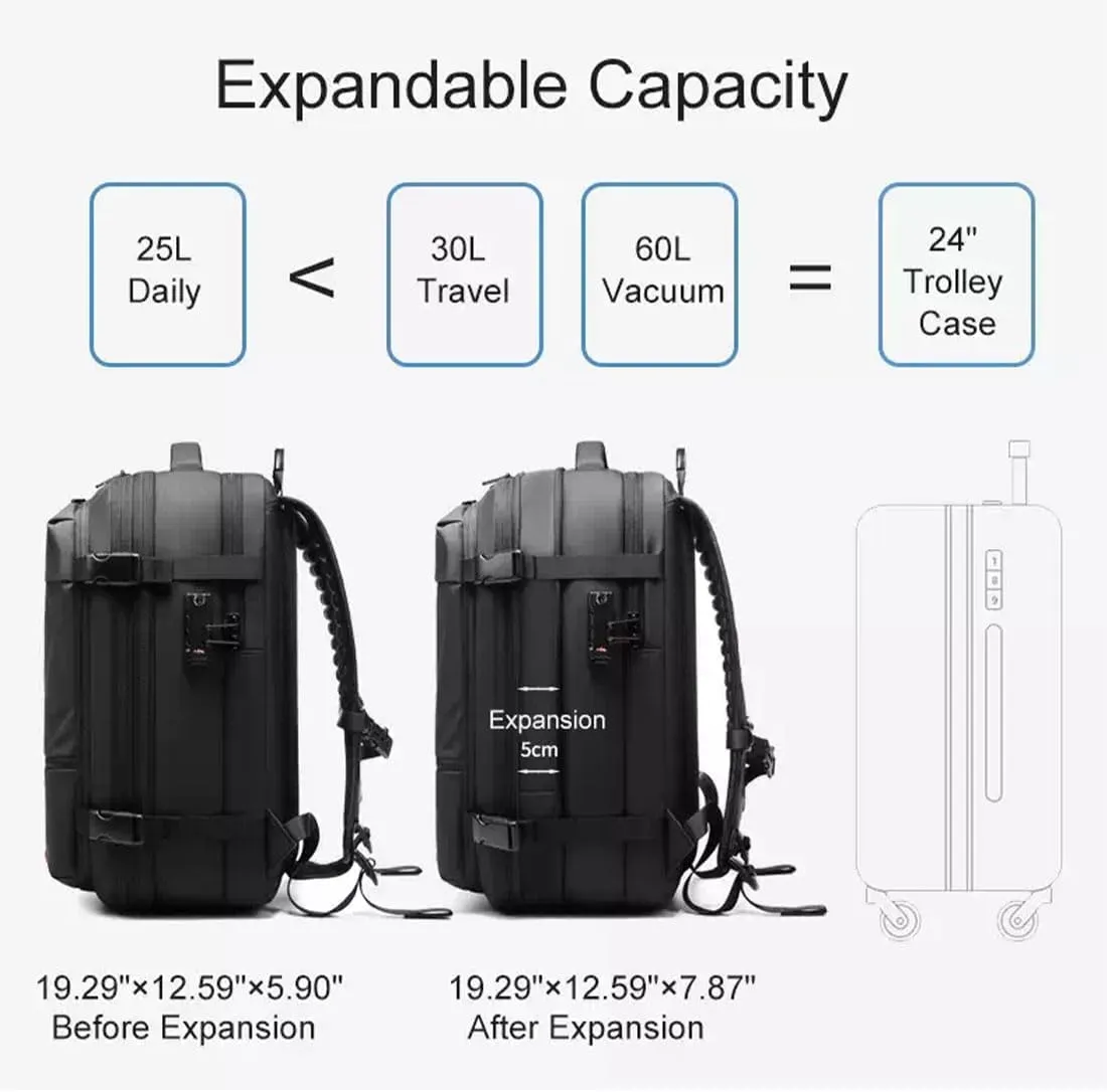 Alepeak Vacuum Backpack With Vacuum Compression,Airpax Discoverer Travel Bag,Airback Backpack Waterproof And Anti-Theft (Grey, Extra Large)