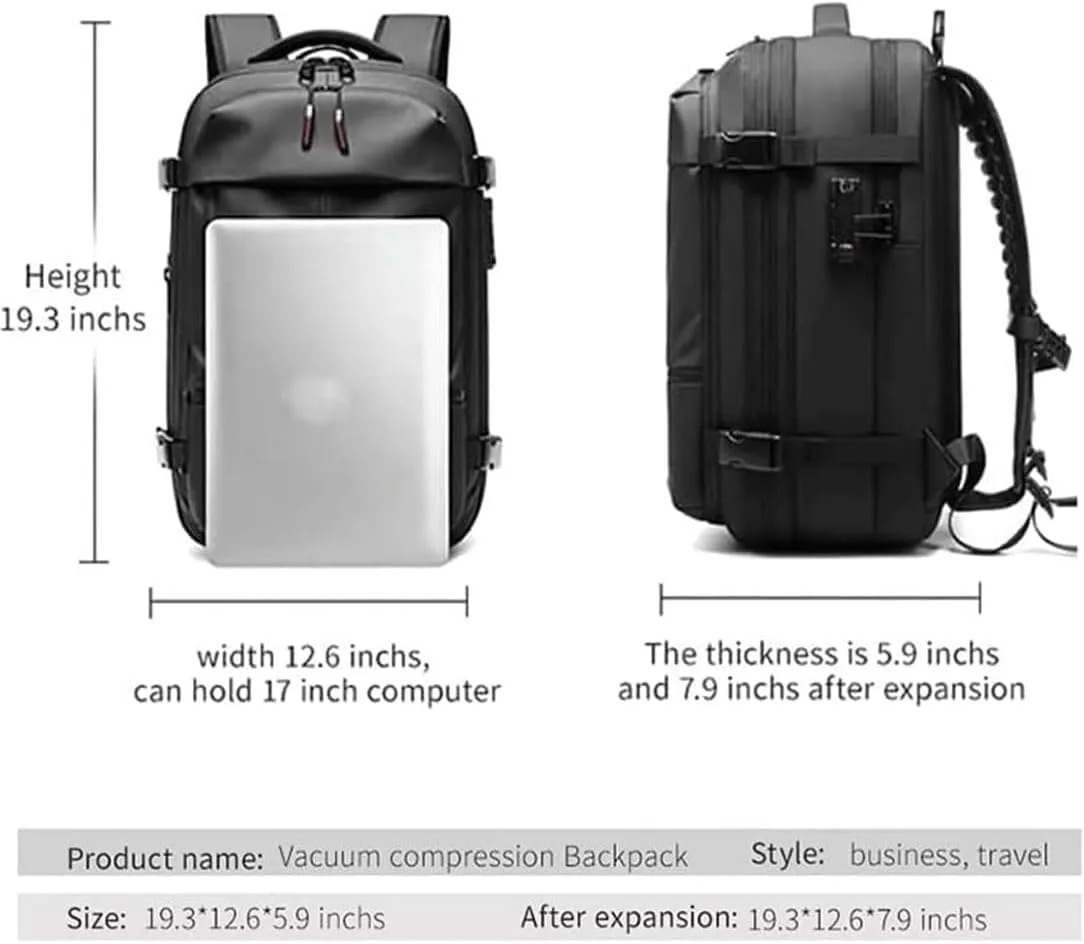 Alepeak Vacuum Backpack With Vacuum Compression,Airpax Discoverer Travel Bag,Airback Backpack Waterproof And Anti-Theft (Grey, Extra Large)