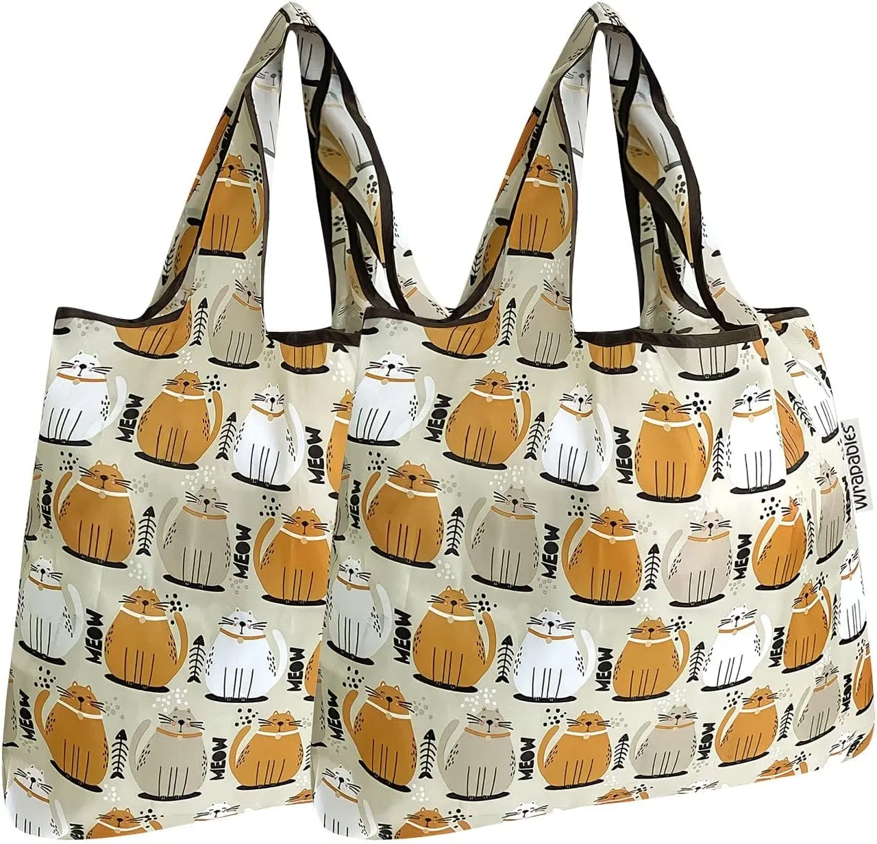 allydrew Foldable Tote Nylon Reusable Grocery Bag (Set of 2)