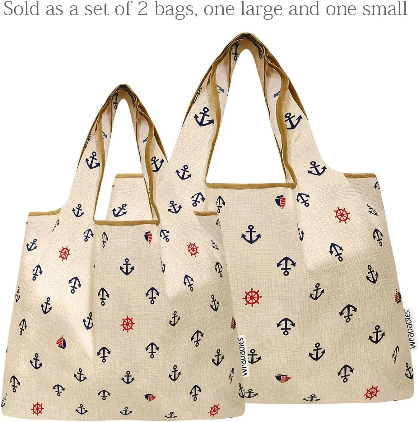 allydrew Large & Small Foldable Tote Nylon Reusable Grocery Bags, Set of 2