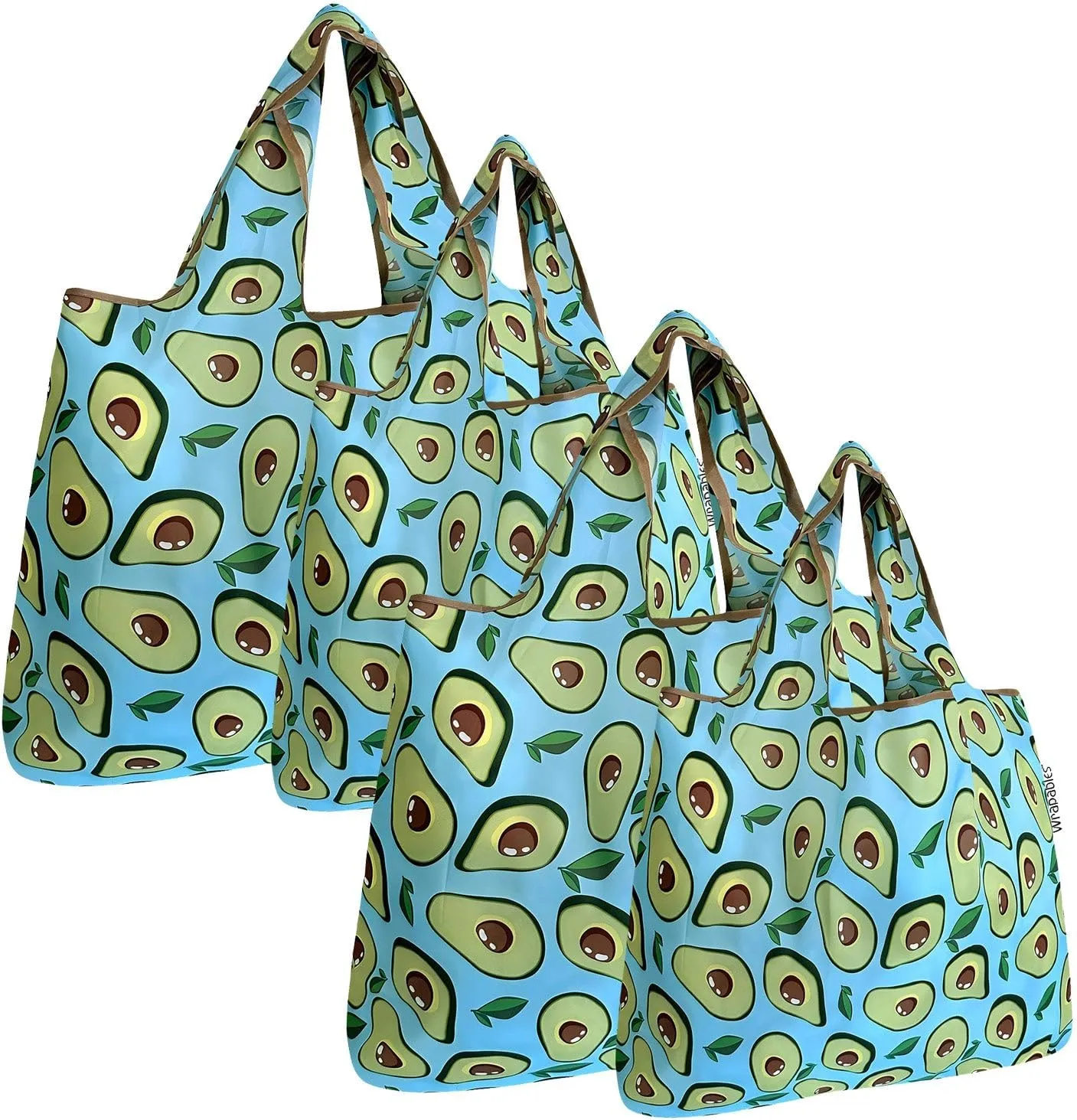 allydrew Large & Small Foldable Tote Nylon Reusable Grocery Bags, Set of 4