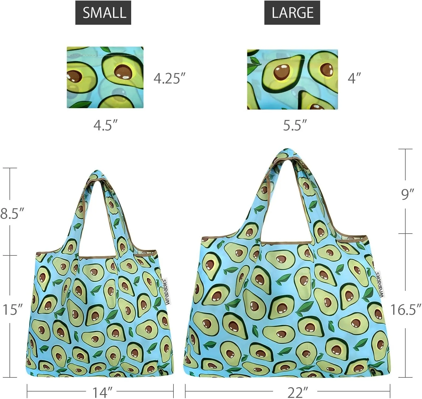 allydrew Large & Small Foldable Tote Nylon Reusable Grocery Bags, Set of 4