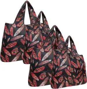 allydrew Large & Small Foldable Tote Nylon Reusable Grocery Bags, Set of 4