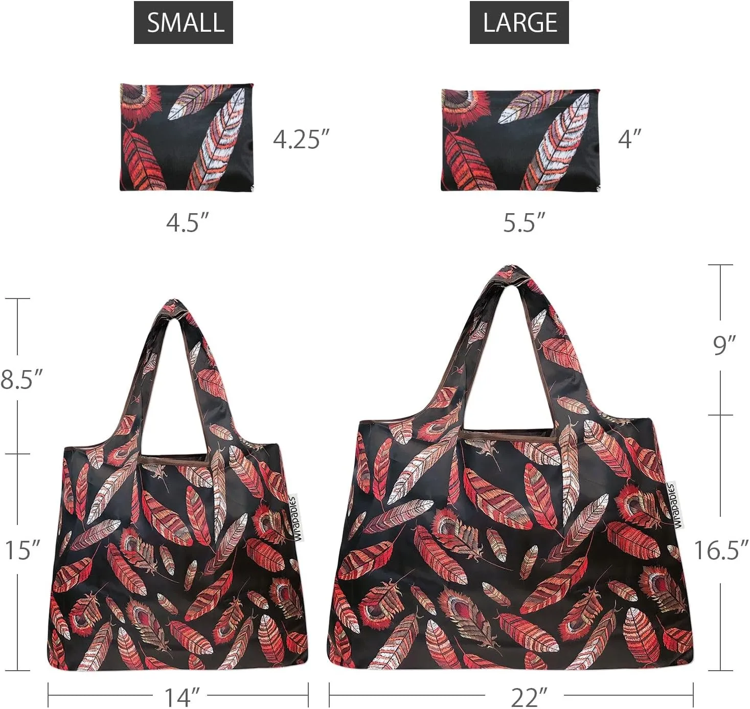 allydrew Large & Small Foldable Tote Nylon Reusable Grocery Bags, Set of 4