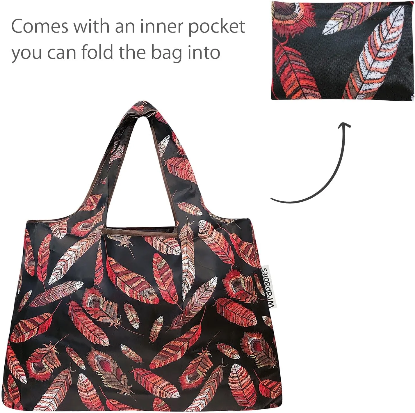 allydrew Large & Small Foldable Tote Nylon Reusable Grocery Bags, Set of 4