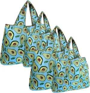 allydrew Large & Small Foldable Tote Nylon Reusable Grocery Bags, Set of 4