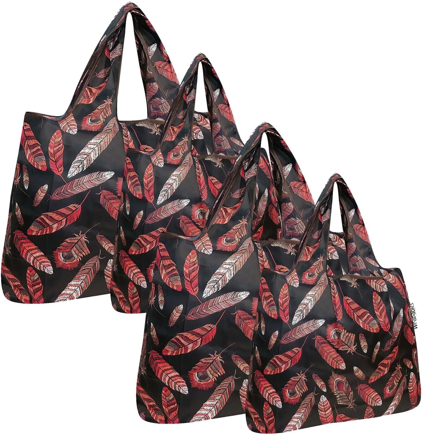 allydrew Large & Small Foldable Tote Nylon Reusable Grocery Bags, Set of 4