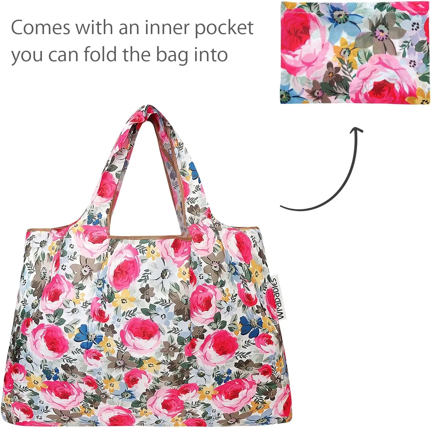 allydrew Large & Small Foldable Tote Nylon Reusable Grocery Bags, Set of 4