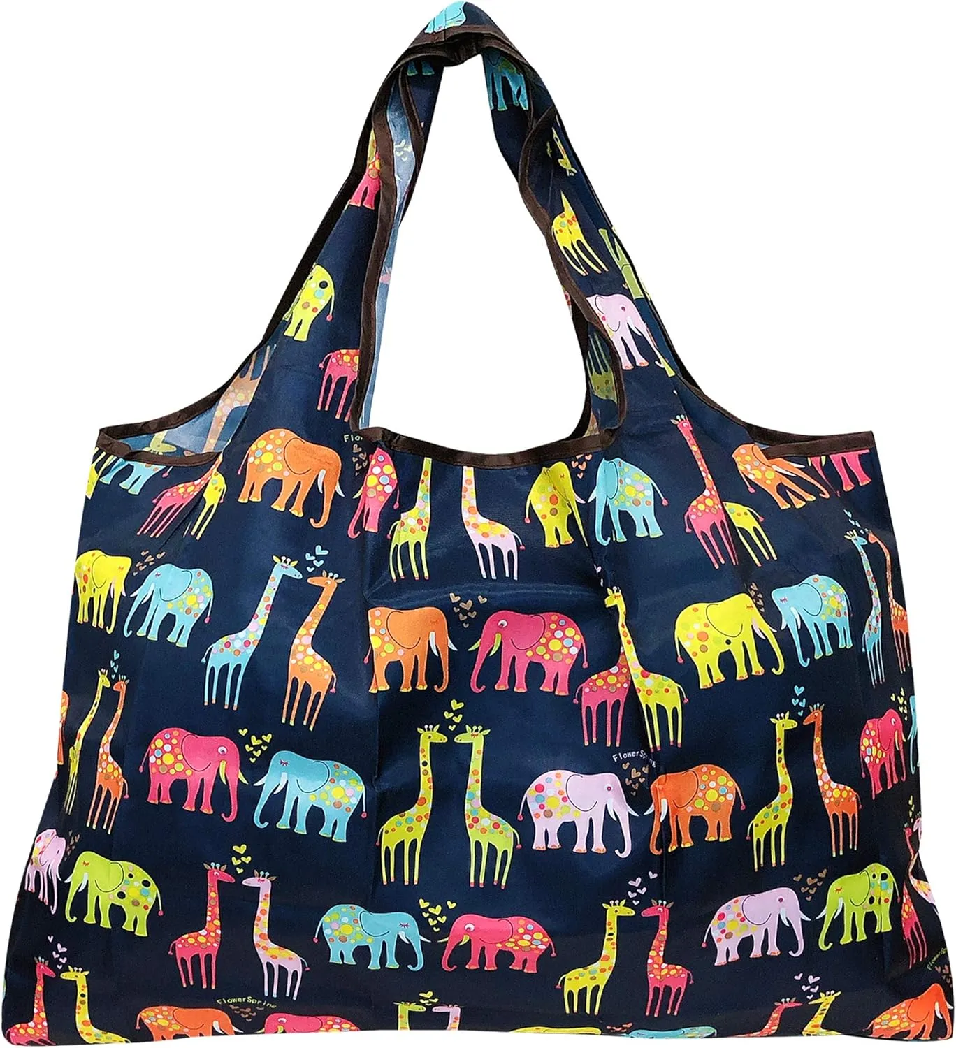 allydrew Large Foldable Tote Nylon Reusable Grocery Bags, 5 Pack