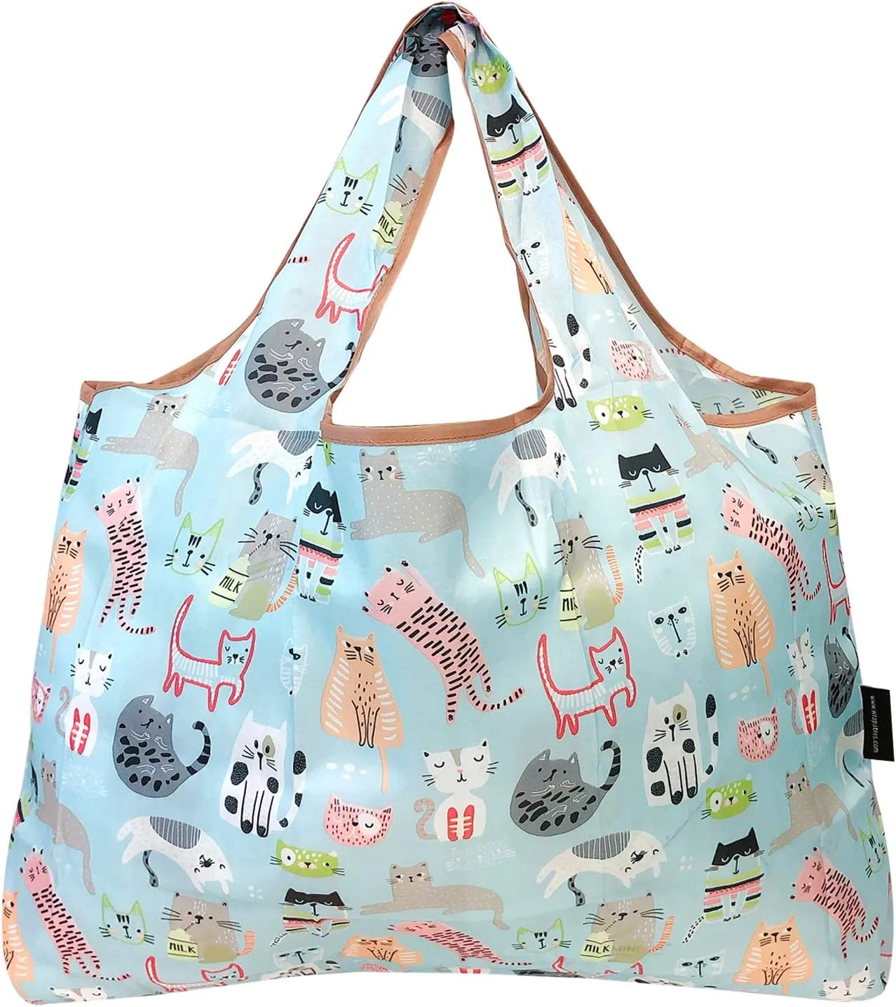 allydrew Large Foldable Tote Nylon Reusable Grocery Bags, 5 Pack