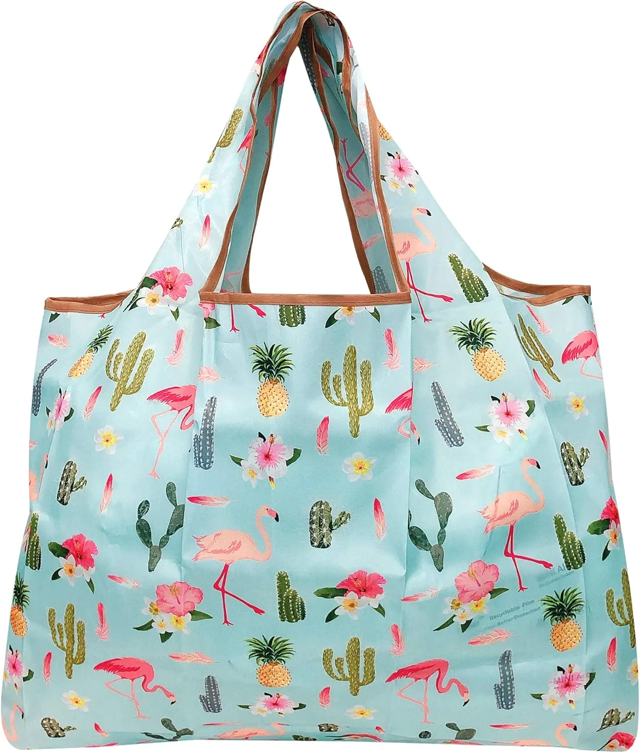 allydrew Large Foldable Tote Nylon Reusable Grocery Bags, 5 Pack