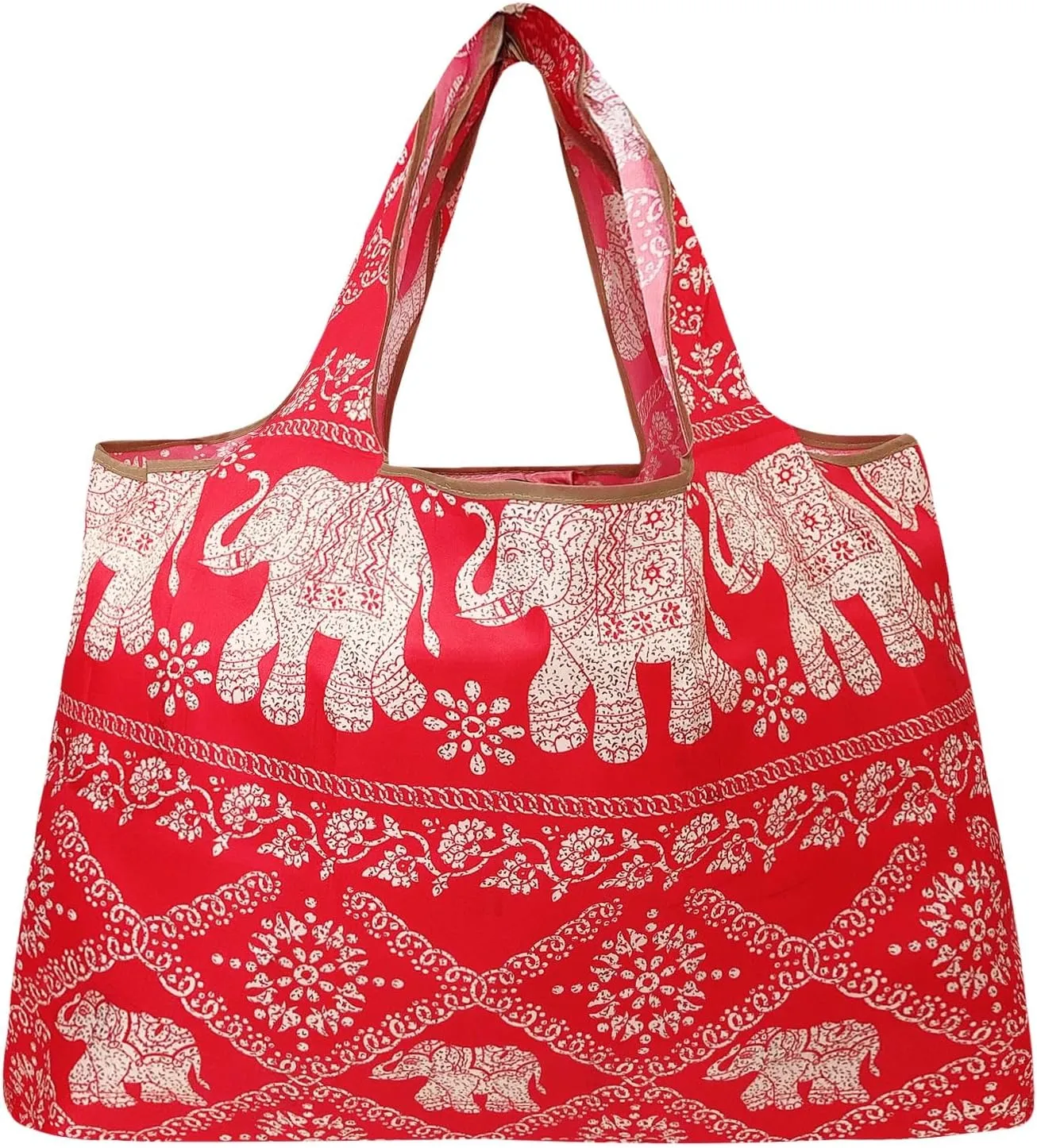 allydrew Large Foldable Tote Nylon Reusable Grocery Bags, 6 Pack