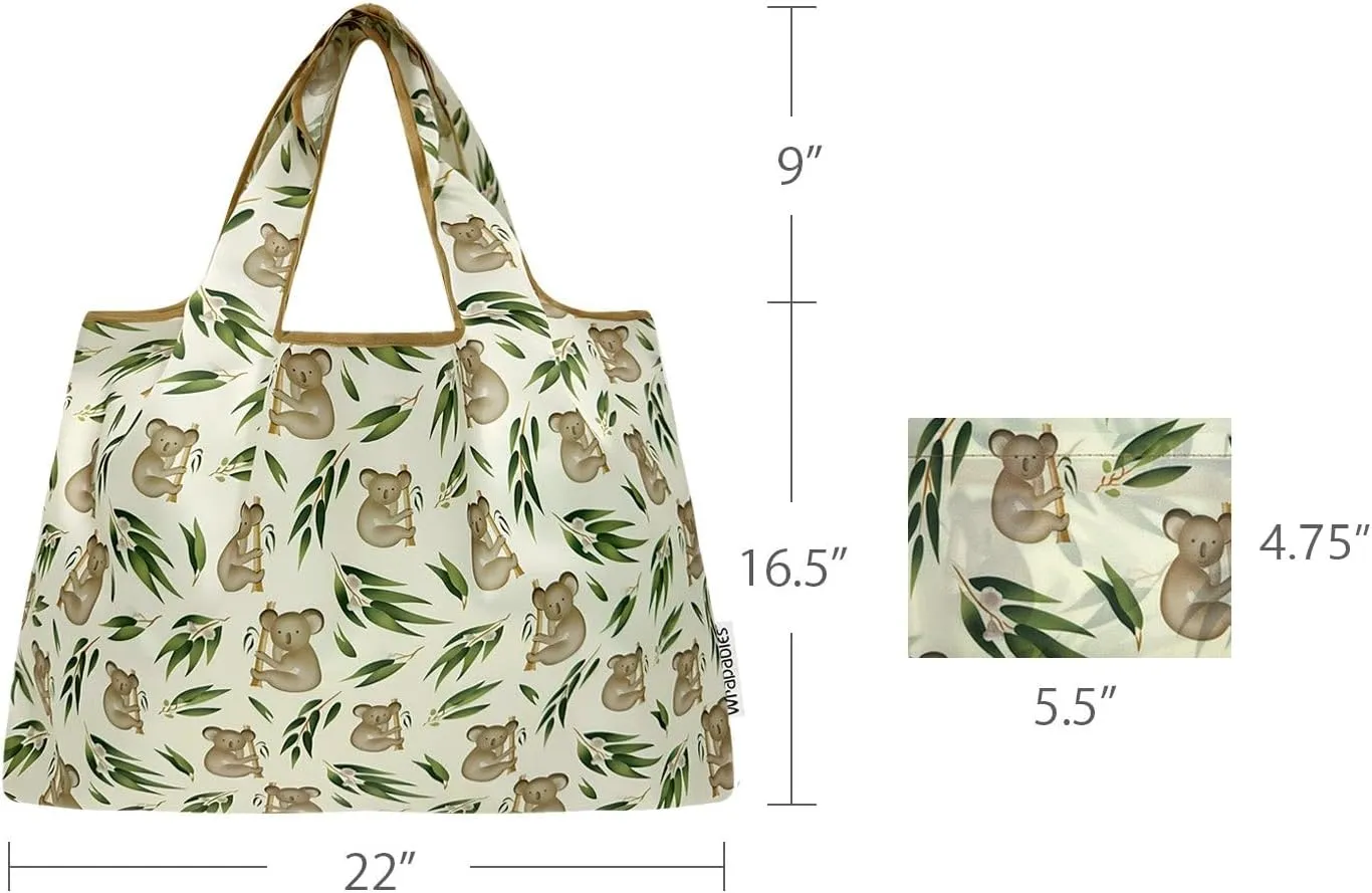 allydrew Large Foldable Tote Nylon Reusable Grocery Bags, 6 Pack
