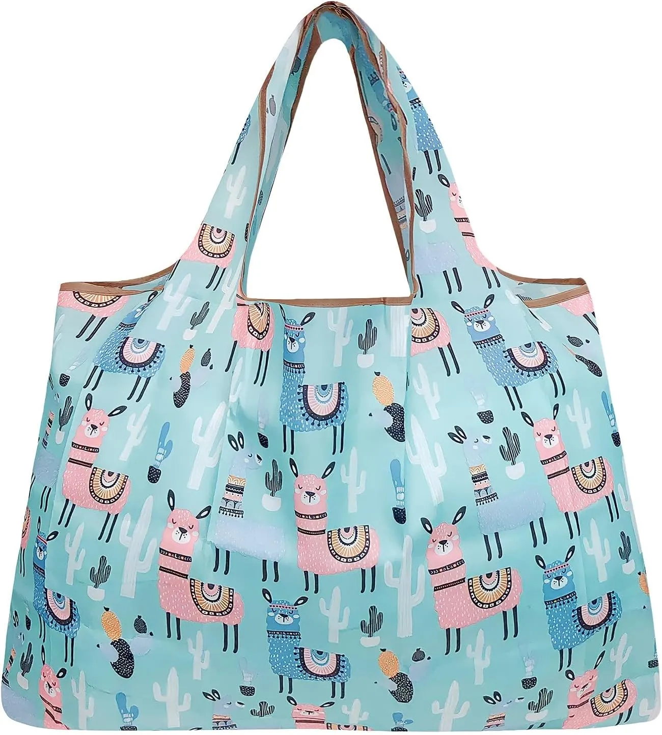 allydrew Large Foldable Tote Nylon Reusable Grocery Bags, 6 Pack