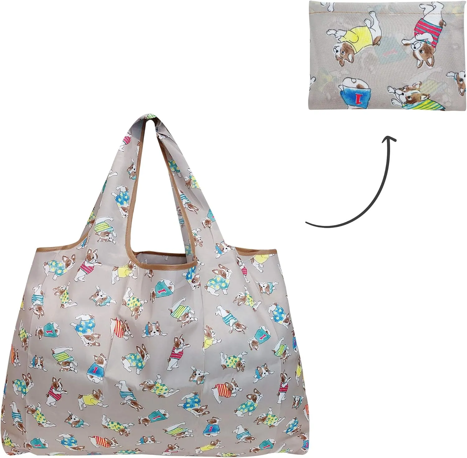 allydrew Large Foldable Tote Nylon Reusable Grocery Bags, 6 Pack