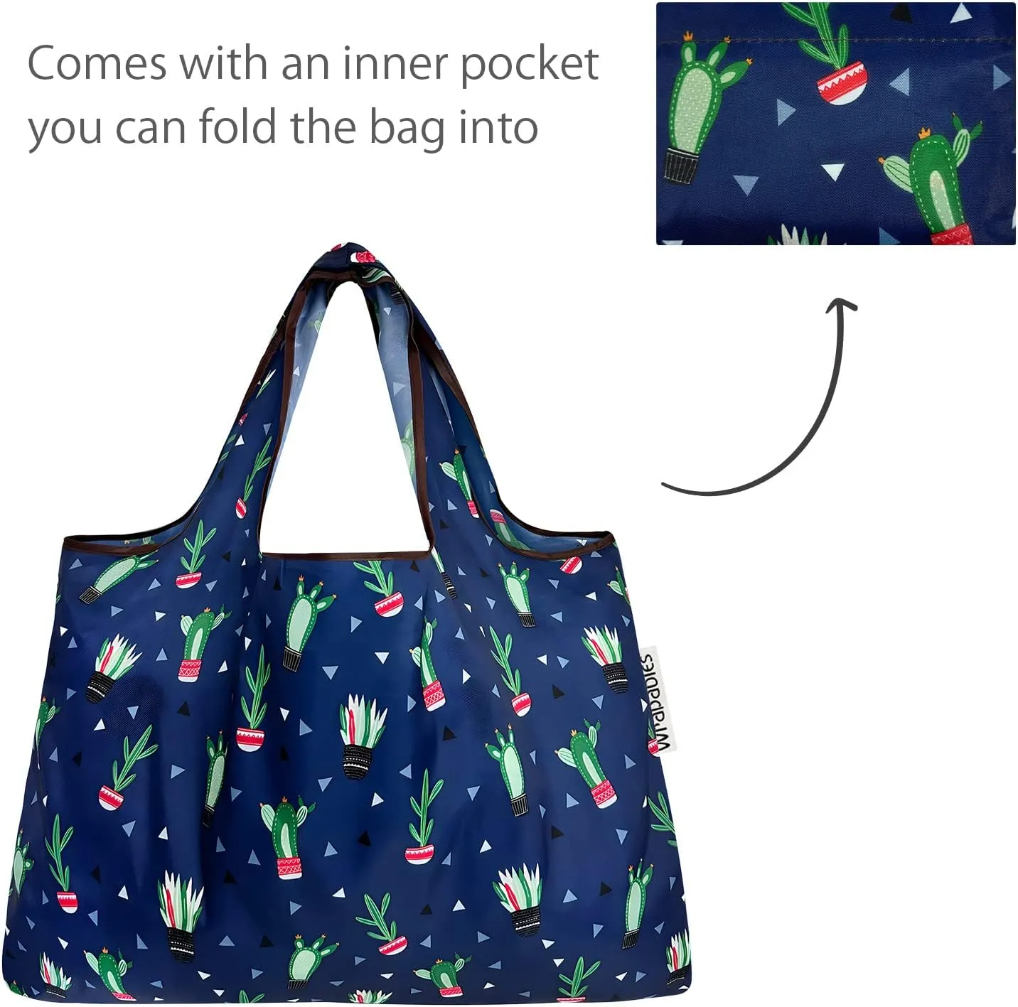 allydrew P73983 Large & Small Foldable Tote Nylon Reusable Grocery Bags, Set of 2