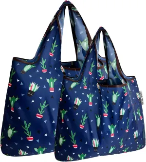 allydrew P73983 Large & Small Foldable Tote Nylon Reusable Grocery Bags, Set of 2