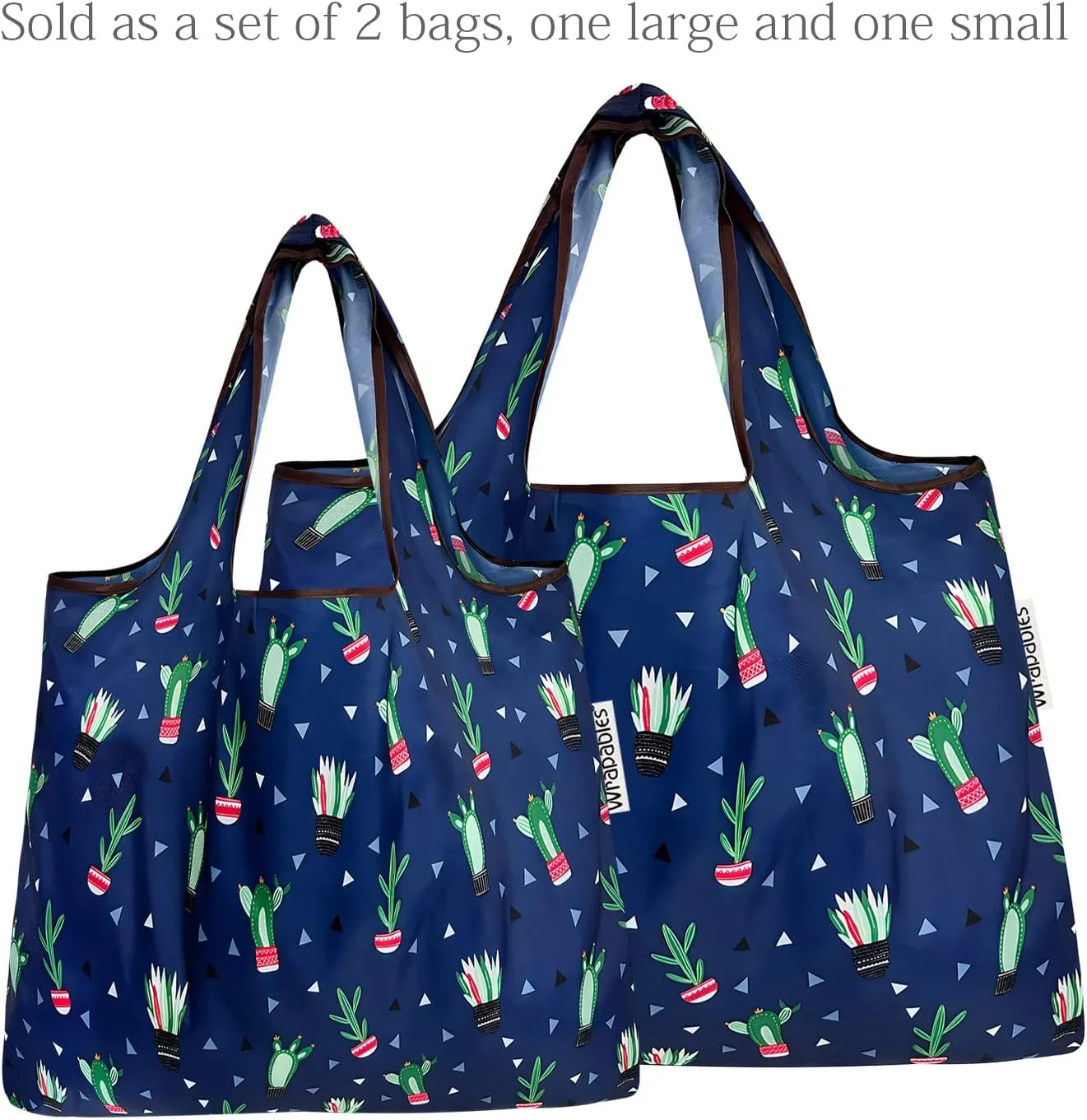 allydrew P73983 Large & Small Foldable Tote Nylon Reusable Grocery Bags, Set of 2