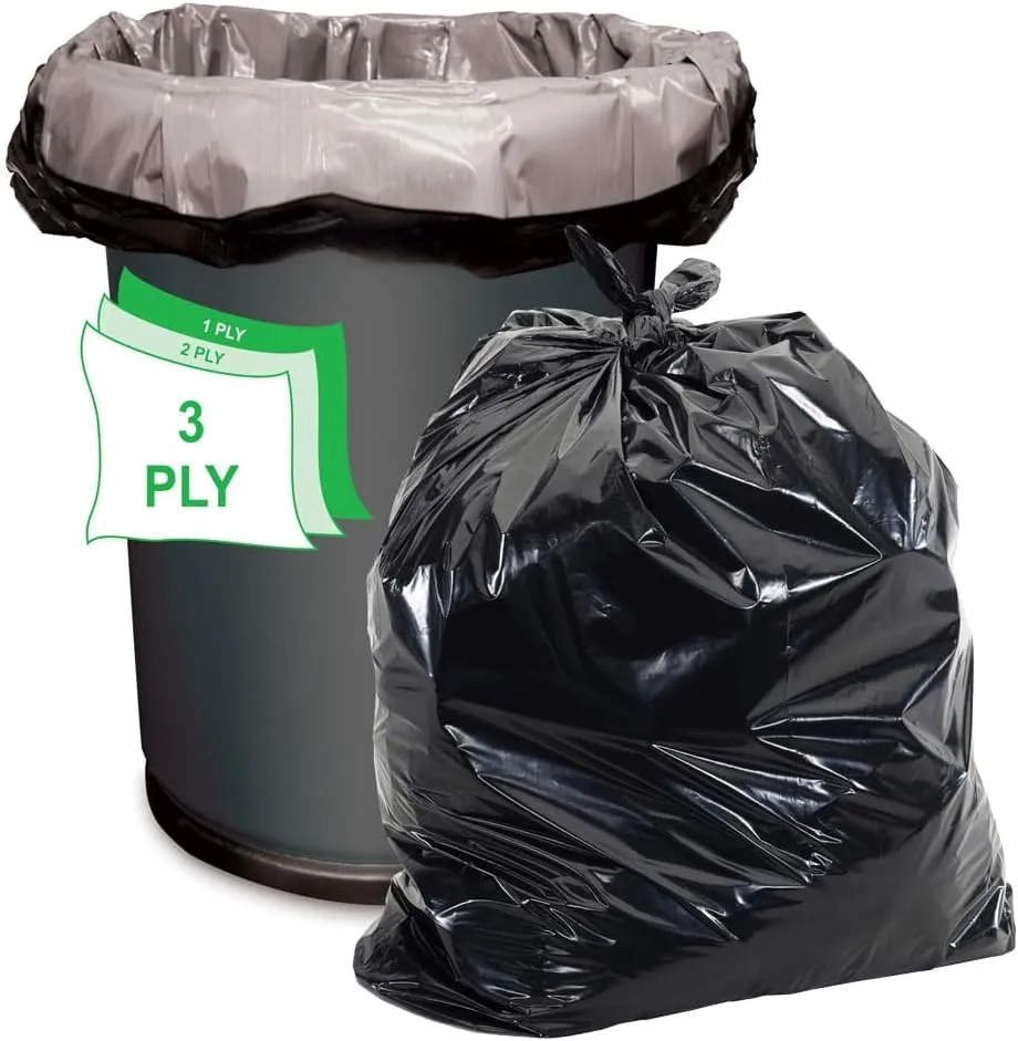 Aluf Plastics 26 Gallon 1.25 MIL (eq) Black Heavy Duty Trash Can Liners - 29" x 45" - Pack of 200 - For Contractor, Industrial, Commercial
