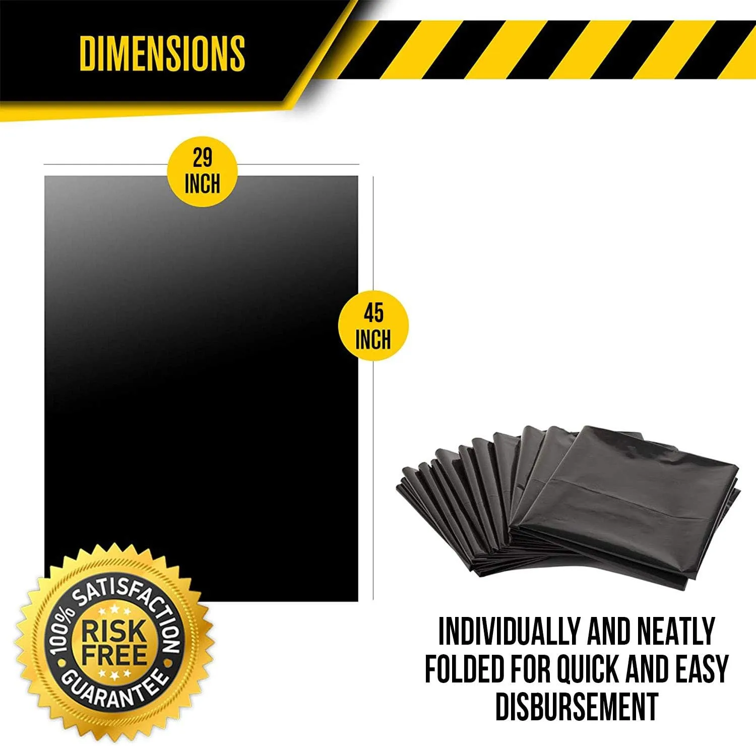 Aluf Plastics 26 Gallon 1.25 MIL (eq) Black Heavy Duty Trash Can Liners - 29" x 45" - Pack of 200 - For Contractor, Industrial, Commercial