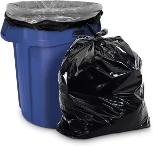 Aluf Plastics 26 Gallon 1.25 MIL (eq) Black Heavy Duty Trash Can Liners - 29" x 45" - Pack of 200 - For Contractor, Industrial, Commercial