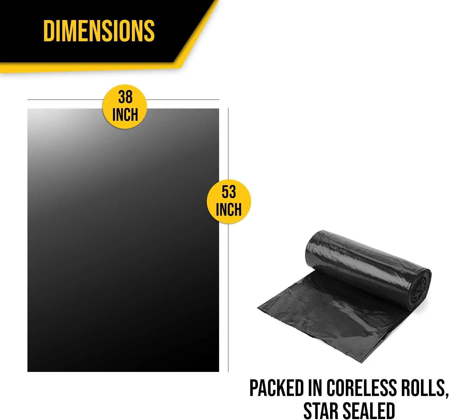 Aluf Plastics 44 Gallon 1.5 MIL (eq) Black Heavy Duty Trash Bags - 38" x 53" - Pack of 100 - For Construction, Industrial, Outdoor, Commercial