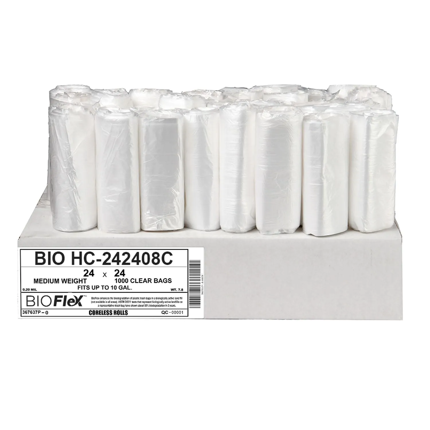 Aluf Plastics High Density Trash Bags, 10 Gallon, 1000 Count With BioFlex Technology, 8 Micron (eq), 24" x 24", Clear, for Bathroom, Office, Industrial, Commercial