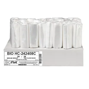 Aluf Plastics High Density Trash Bags, 10 Gallon, 1000 Count With BioFlex Technology, 8 Micron (eq), 24" x 24", Clear, for Bathroom, Office, Industrial, Commercial