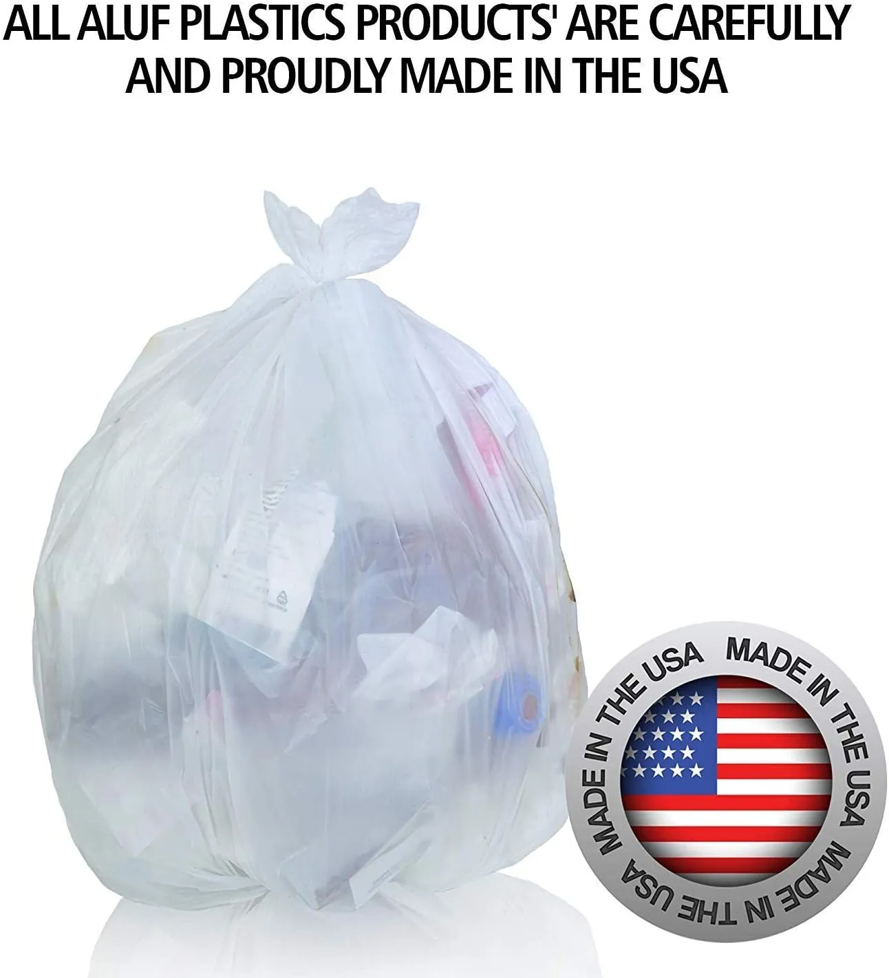 Aluf Plastics SCR-243306C 12-16 Gallon Trash Bags - (Commercial 1000 Pack) - Source Reduction Series Value High Density 6 Micron Gauge (equiv) - Intended for Office, Bathroom, Paper, Styrofoam