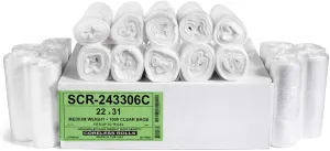Aluf Plastics SCR-243306C 12-16 Gallon Trash Bags - (Commercial 1000 Pack) - Source Reduction Series Value High Density 6 Micron Gauge (equiv) - Intended for Office, Bathroom, Paper, Styrofoam