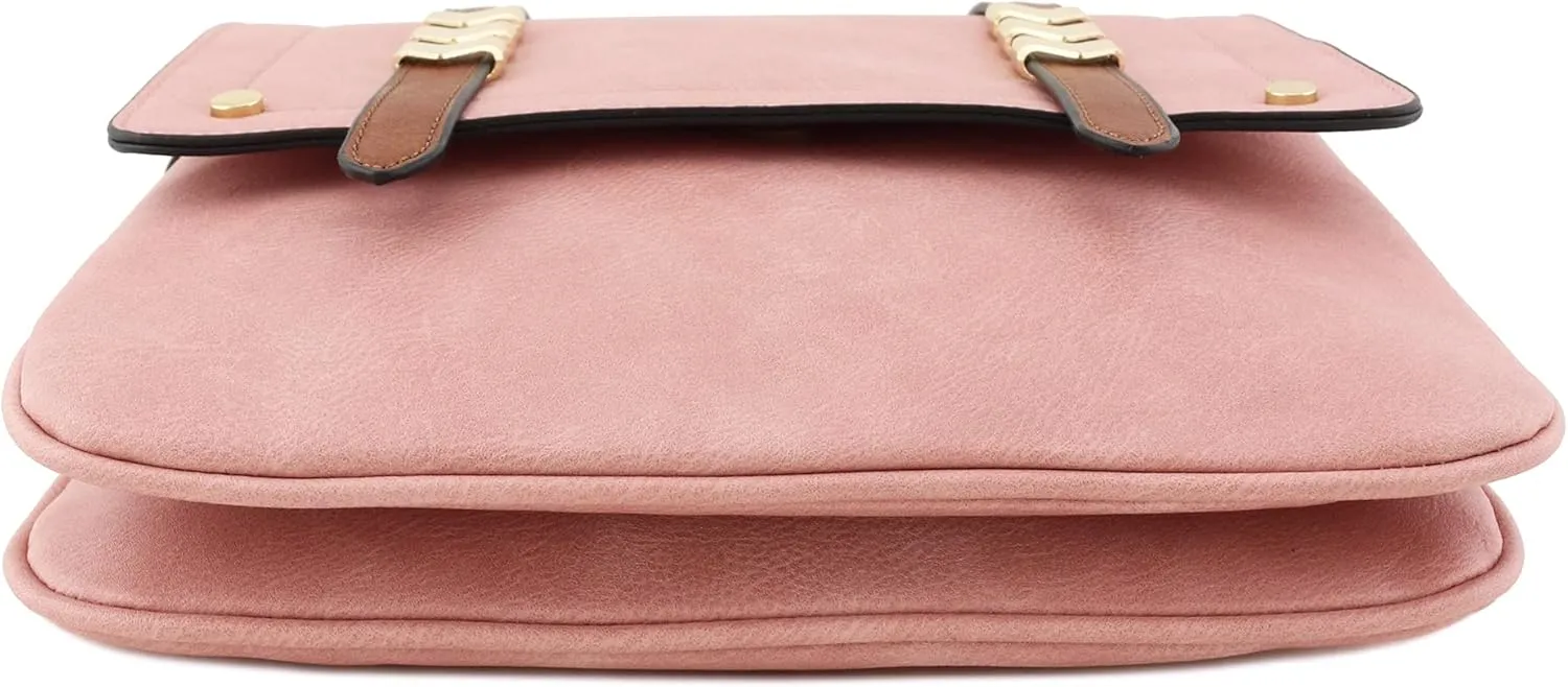 ALYSSA Double Compartment Large Flapover Crossbody Bag
